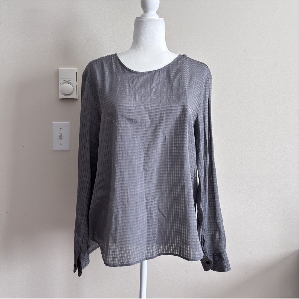 NWT Creatures of Comfort Womens Medium Silk Top Luxury Gray Minimalist Chic‎